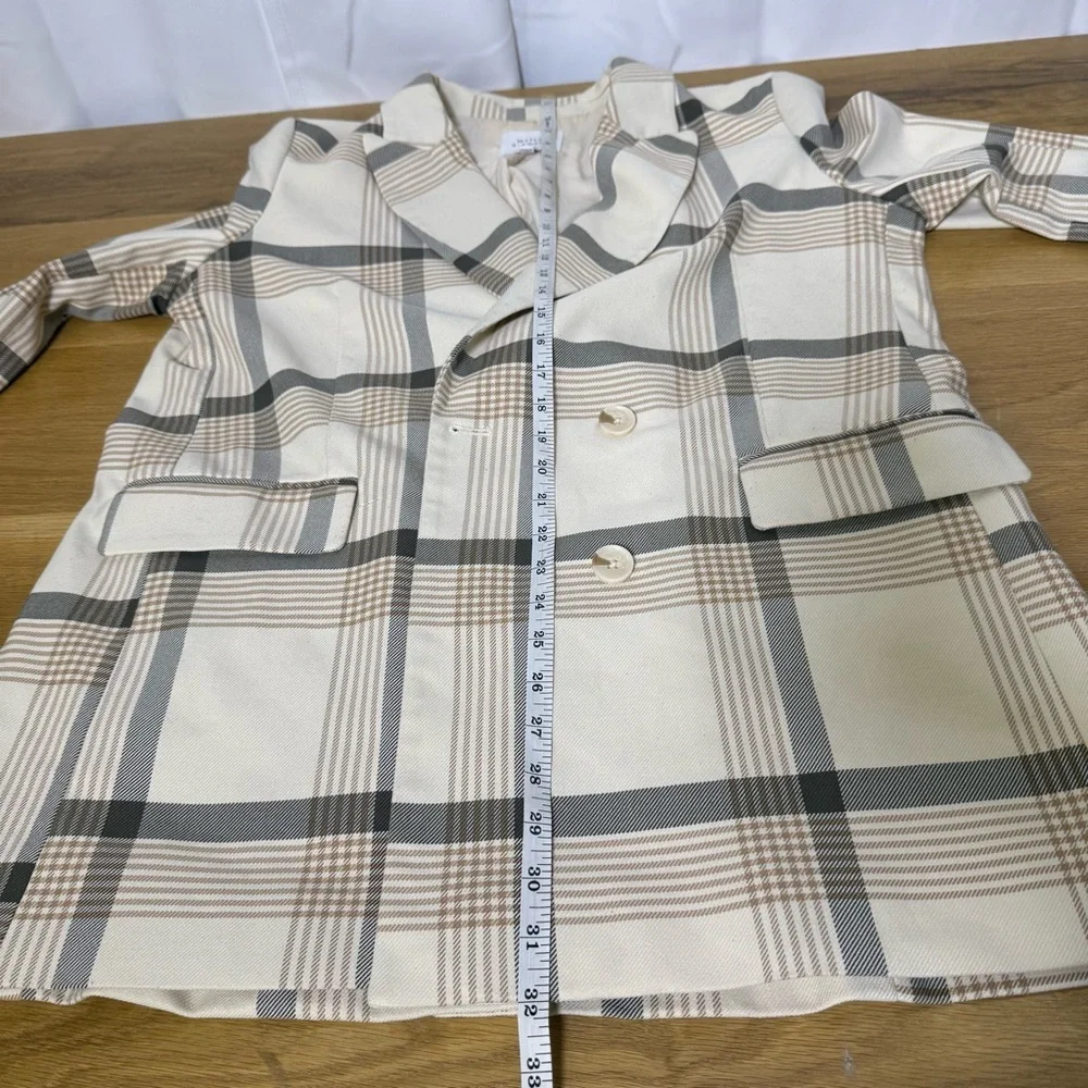 Maison d'Amélie Paris oversized light blazer neutral Check Plaid Double Breasted
